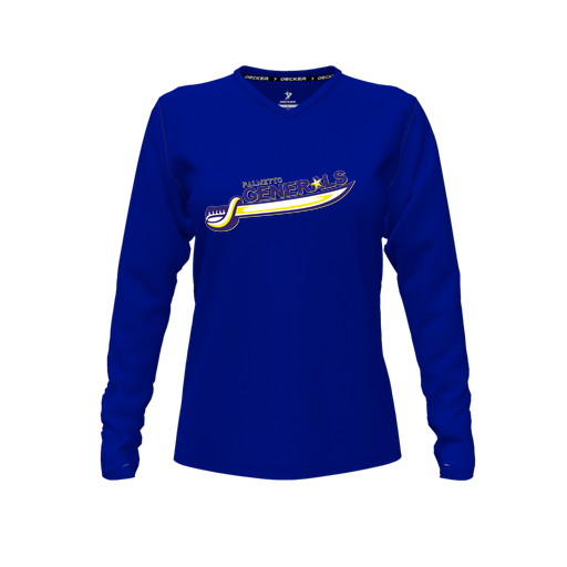 [CUS-DFW-TEES-CMF-VNK-LSL-RYL-FYXS-LOGO1] Comfort T-Shirt (Female Youth XS, Royal, V Neck, Logo 1, Long Sleeve)